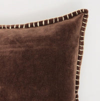 HKM-404179 Stonewashed Cotton Velvet Pillow with Hand-Stitched Edges, 19x19 Inch, Soft Plush Feel