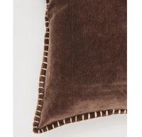 HKM-404179 Stonewashed Cotton Velvet Pillow with Hand-Stitched Edges, 19x19 Inch, Soft Plush Feel