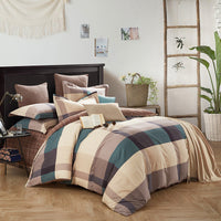 HKM-404371 Cotton Brushed Striped Plaid Four-Piece Set