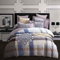 HKM-404371 Cotton Brushed Striped Plaid Four-Piece Set