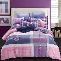 HKM-404371 Cotton Brushed Striped Plaid Four-Piece Set