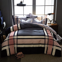 HKM-404371 Cotton Brushed Striped Plaid Four-Piece Set