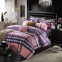 HKM-404371 Cotton Brushed Striped Plaid Four-Piece Set