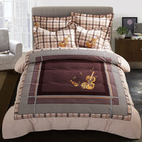 HKM-404371 Cotton Brushed Striped Plaid Four-Piece Set