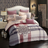 HKM-404371 Cotton Brushed Striped Plaid Four-Piece Set