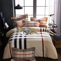 HKM-404371 Cotton Brushed Striped Plaid Four-Piece Set