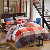 HKM-404371 Cotton Brushed Striped Plaid Four-Piece Set