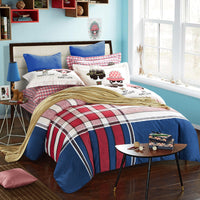 HKM-404371 Cotton Brushed Striped Plaid Four-Piece Set