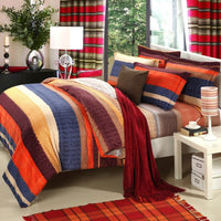 HKM-404371 Cotton Brushed Striped Plaid Four-Piece Set