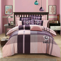 HKM-404371 Cotton Brushed Striped Plaid Four-Piece Set