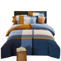HKM-404371 Cotton Brushed Striped Plaid Four-Piece Set