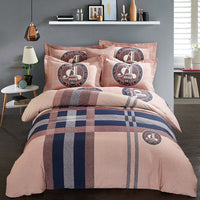 HKM-404371 Cotton Brushed Striped Plaid Four-Piece Set
