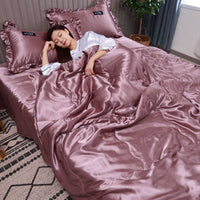 HKM-404371 Ice Silk Cotton Summer Quilt Set in Various Sizes - Soft and Breathable Bedding Collection