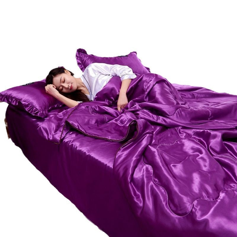 HKM-404371 Ice Silk Cotton Summer Quilt Set in Various Sizes - Soft and Breathable Bedding Collection