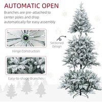 HKM-404499 7 Ft Snow Flocked Artificial Christmas Tree with Metal Stand and 1401 Tips for Holiday Decor