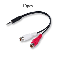 HKM-404563 3.5mm Stereo to Dual RCA Female Audio Cable – Red and White, 0.2m Length, PVC Wrapped