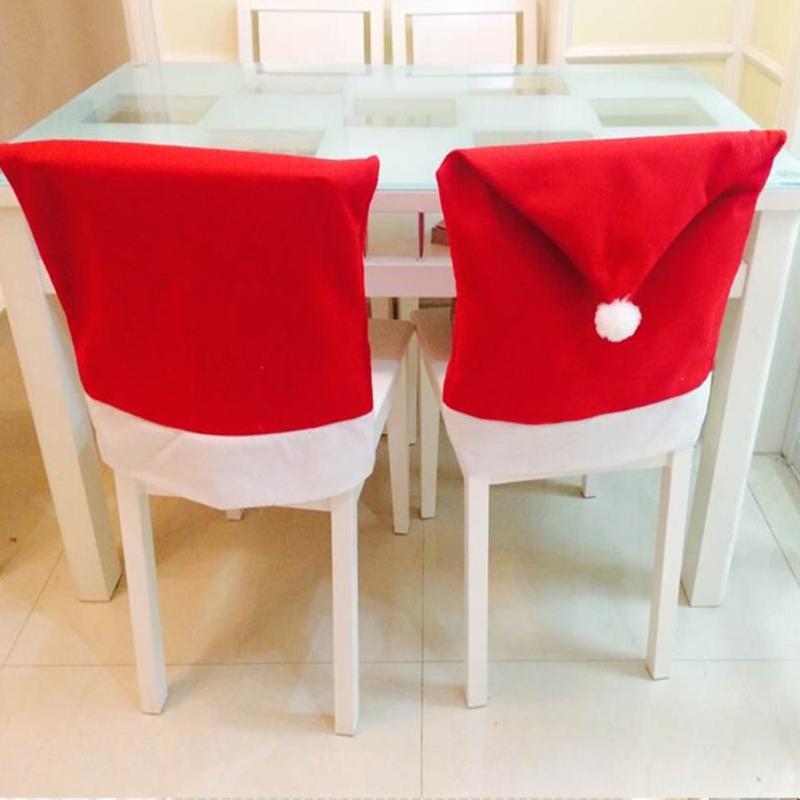 HKM-404755 Red and White Christmas Chair Cover, Non-Woven Fabric, 60cm Length x 50cm Width