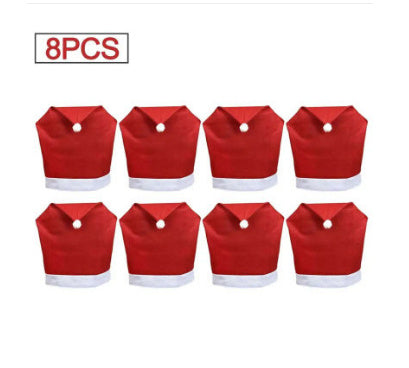 HKM-404755 Red and White Christmas Chair Cover, Non-Woven Fabric, 60cm Length x 50cm Width