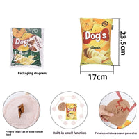 HKM-404819 Potato Chips Plush Toy for Dogs - Yellow, Green, Blue - 17x23.5cm