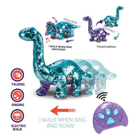 HKM-404947 Remote Control Plush Dinosaur Toy with Music, Light, and Movement for Kids Ages 2-13