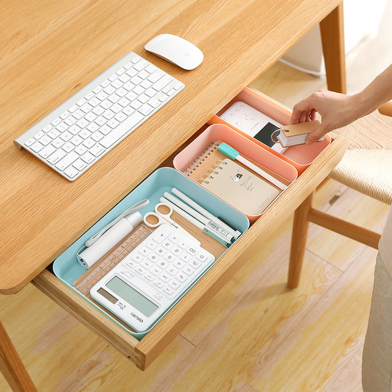 HKM-405075 Simple Modern Plastic Desktop Storage Box for Organizing CDs, Remotes, Magazines, Stationery, and More