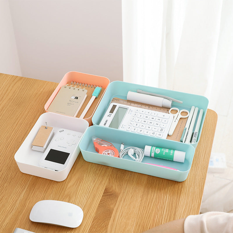 HKM-405075 Simple Modern Plastic Desktop Storage Box for Organizing CDs, Remotes, Magazines, Stationery, and More