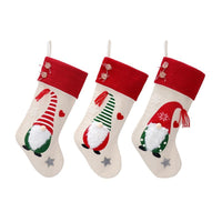 HKM-405139 Christmas Faceless Doll Gift Bag Set – Nordic Striped Socks, Red and Green Hat Styles, 46x25 cm