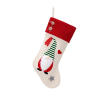 HKM-405139 Christmas Faceless Doll Gift Bag Set – Nordic Striped Socks, Red and Green Hat Styles, 46x25 cm