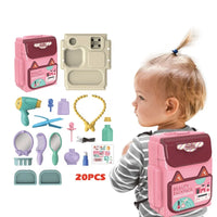 HKM-405203 Kids Makeup Play Set - 20 Pcs Cosmetic Toy Accessories in Pink Box for Role Play Ages 5-13 Years