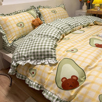 HKM-405203 Princess Style Four-Piece Heart Duvet Cover Set for Girls - Summer Bedding Collection in Various Lace Styles