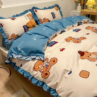 HKM-405203 Princess Style Four-Piece Heart Duvet Cover Set for Girls - Summer Bedding Collection in Various Lace Styles
