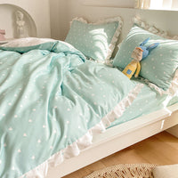 HKM-405203 Princess Style Four-Piece Heart Duvet Cover Set for Girls - Summer Bedding Collection in Various Lace Styles