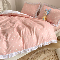 HKM-405203 Princess Style Four-Piece Heart Duvet Cover Set for Girls - Summer Bedding Collection in Various Lace Styles