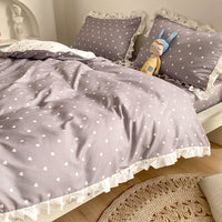HKM-405203 Princess Style Four-Piece Heart Duvet Cover Set for Girls - Summer Bedding Collection in Various Lace Styles