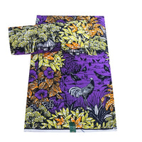 HKM-405203 Vibrant Plant Print African Wax Fabric - 6 Yards of Dutch Batik Fabric for Spring and Summer