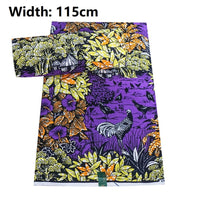 HKM-405203 Vibrant Plant Print African Wax Fabric - 6 Yards of Dutch Batik Fabric for Spring and Summer