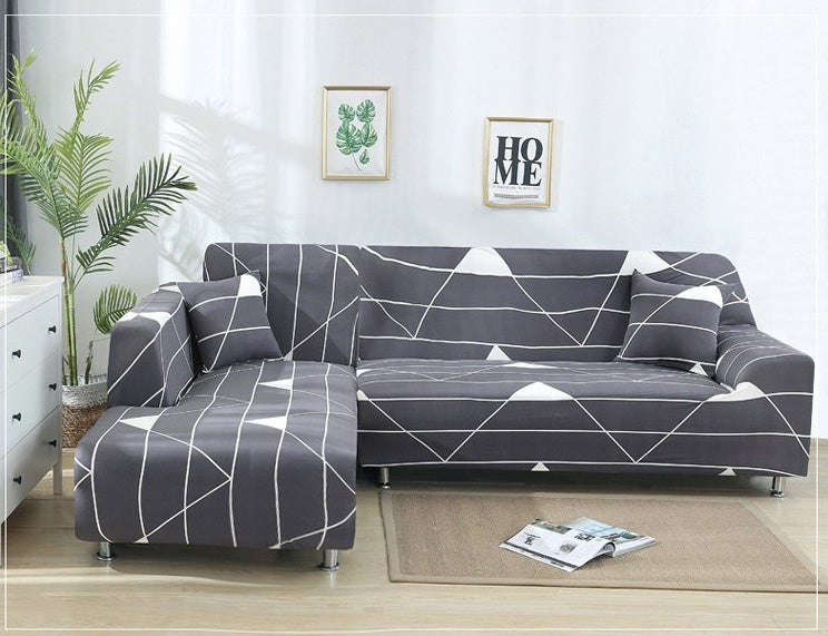 KTX-405331 L-Shaped Sofa Cover - Stretch Fit Sectional Couch Protector with Elastic Fabric and Non-Slip Design