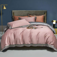 HKM-405523 Long-Staple Cotton Satin Embroidery Four-Piece Bedding Set in Various Colors