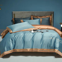HKM-405523 Long-Staple Cotton Satin Embroidery Four-Piece Bedding Set in Various Colors