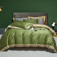 HKM-405523 Long-Staple Cotton Satin Embroidery Four-Piece Bedding Set in Various Colors