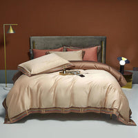 HKM-405523 Long-Staple Cotton Satin Embroidery Four-Piece Bedding Set in Various Colors