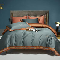 HKM-405523 Long-Staple Cotton Satin Embroidery Four-Piece Bedding Set in Various Colors