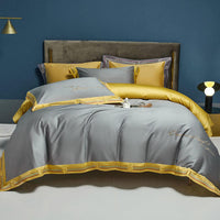 HKM-405523 Long-Staple Cotton Satin Embroidery Four-Piece Bedding Set in Various Colors