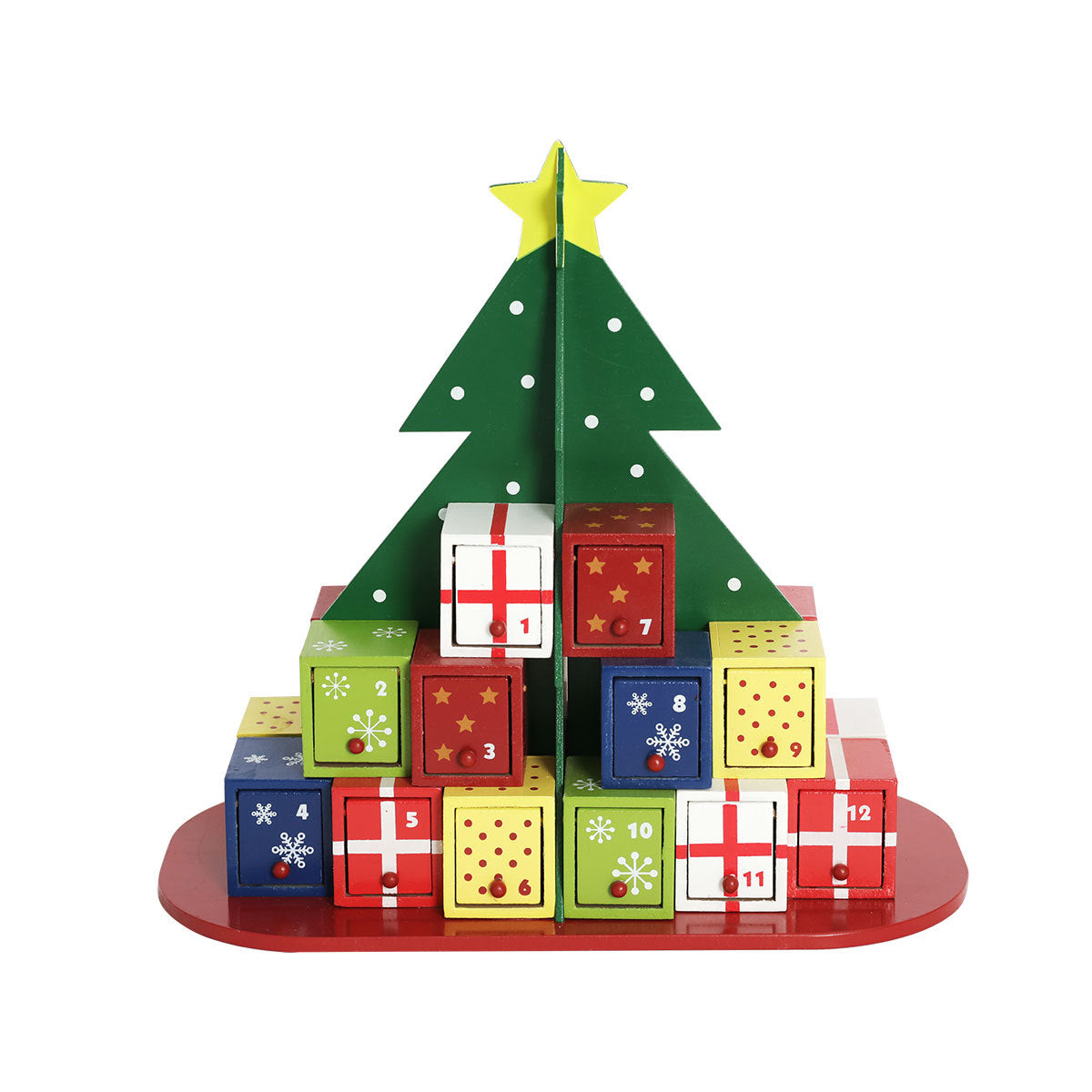 HKM-405651 Wooden Christmas Tree Countdown Calendar with Candy Box Decoration