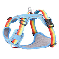 HKM-405715 Large Rainbow Anti-Slip Pet Chest Harness with Traction Rope