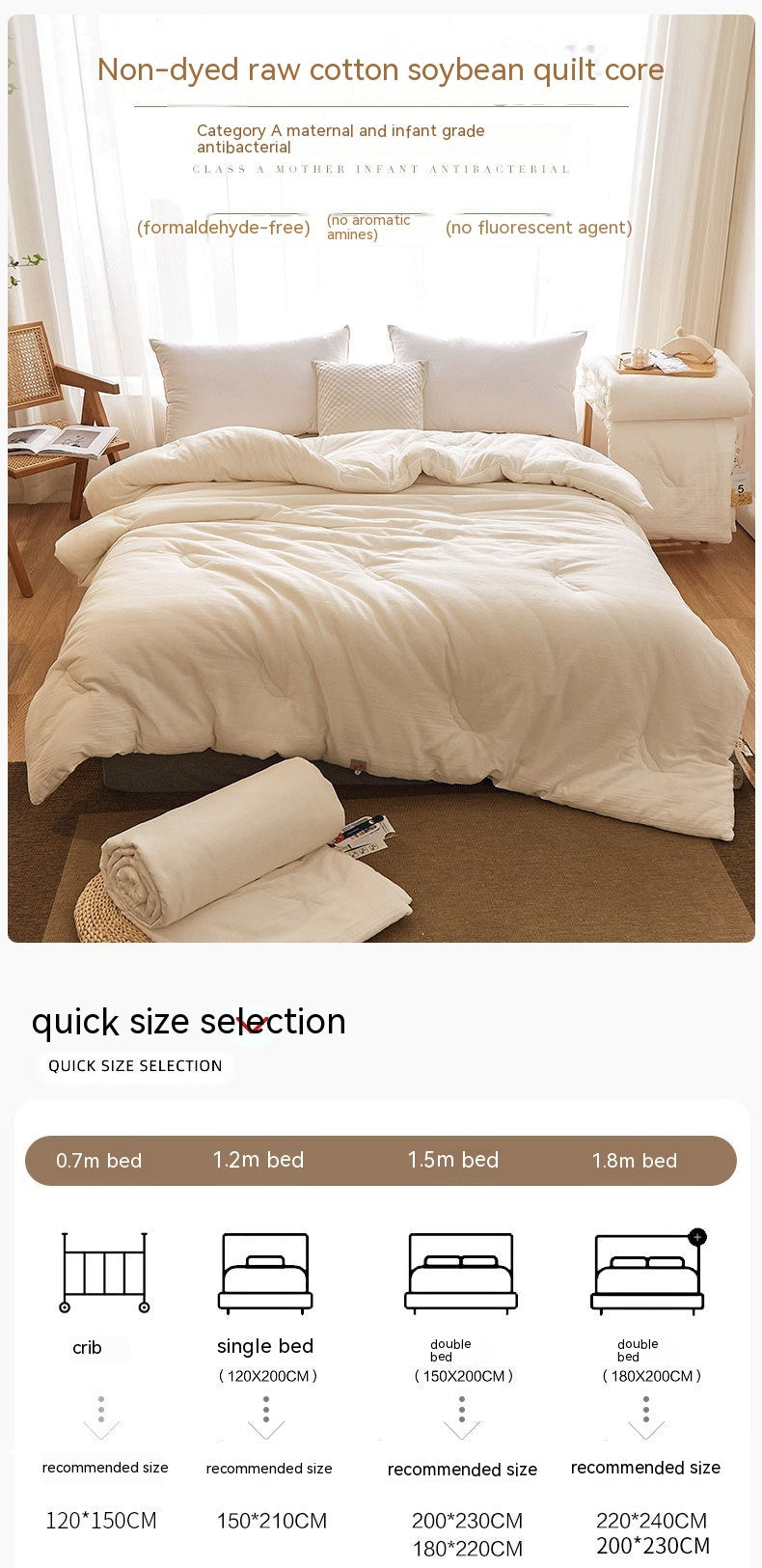 HKM-405843 Cotton & Soybean Fiber Quilt for All Seasons in Multiple Sizes