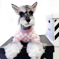 HKM-406099 Girlish Checkerboard Wool Sweater for Dogs