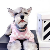 HKM-406099 Girlish Checkerboard Wool Sweater for Dogs