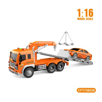 HKM-406163 1:16 Light Sound Free Wheel Friction Construction Vehicle Toy Car Hauler Tow Trailer for Kids