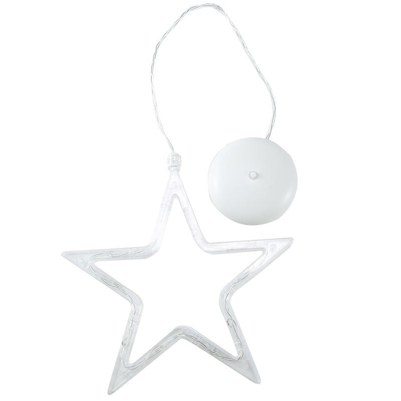 HKM-406291 Battery-Powered Holiday LED Suction Cup Chandelier Lights - Christmas Snowman, Elk, and Star Designs for Window Decor